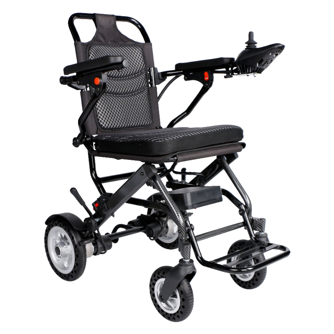 Portable electric light-weight power wheelchair.